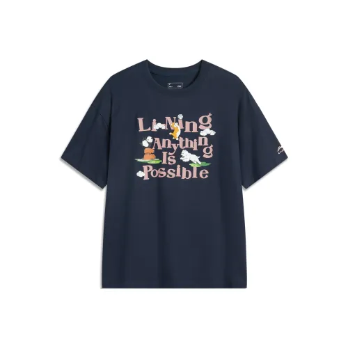 LINING Sports Life Collection T-Shirt Женская Внешняя Космический Синий