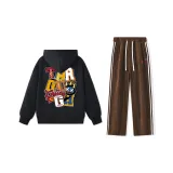 Черный свитшот + брюки цвета кофе D619