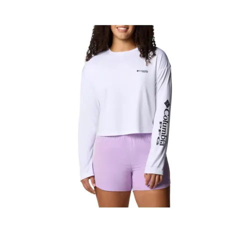 Columbia x Bentley PFG Tidal Light Рукав с оборванным плечом T-рубашка Женская Белая