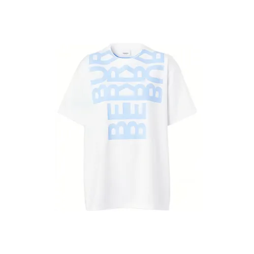Burberry Логотип с принтом Круглый вырез Свободный крой Короткий рукав Т-рубашка Женская Белая