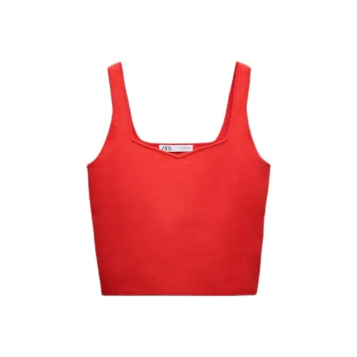 ZARA Женские майки красного цвета