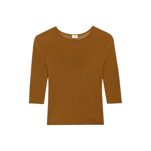 SAINT LAURENT Стандартная T-рубашка Женская Золото Умбра