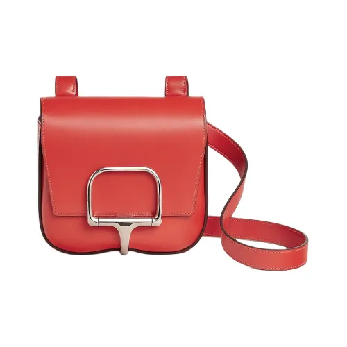 HERMES Della Cavalleria Tadelakt Телячья кожа Сумка через плечо Мини Женская 9T Capucine Оранжевый Красный