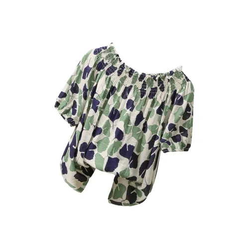 Cypress House T-Shirt Женская Синие Зеленые Лист