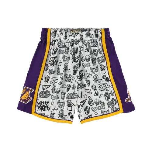 Mitchell Ness Белый Фиолетовый Мужские Спортивные Шорты
