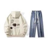 Set (Абрикосовый свитшот + Темно-синие джинсы)