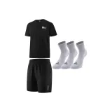 Черная рубашка с короткими рукавами + черные шорты + серые спортивные повседневные носки, упаковка из 3 пар