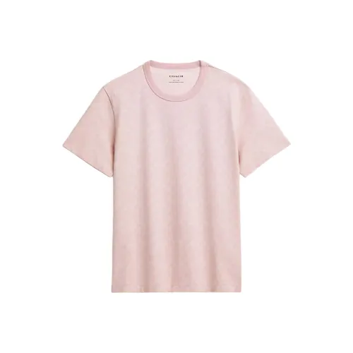 COACH Однотонный Полностью Фирменный Круглый вырез Хлопок Короткий рукав Рубашка Стандартная T Рубашка Женская Розовая