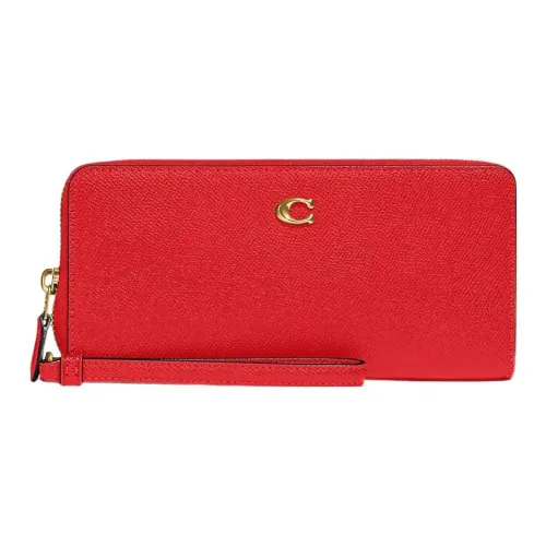 COACH Continental Wallet Крестообразная текстура Кожа Держатель для карт кошелек Женские Красный