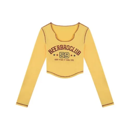BEERBRO Светло-желтый Женские Короткие Топы