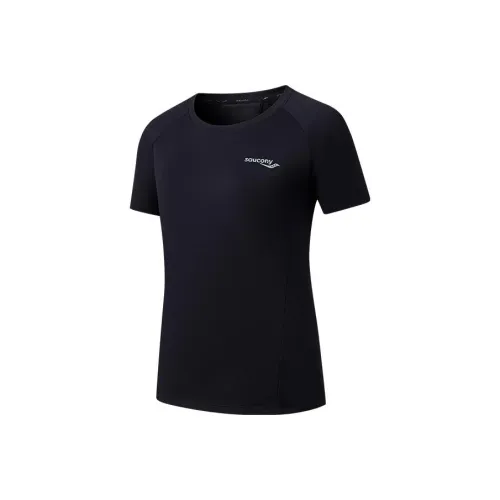 Saucony Реглан рукав T-рубашка Женская Глубокий черный