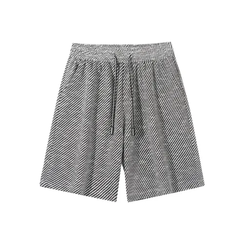 WARNING LIGHT Повседневные шорты Унисекс Черный Белый Полосы
