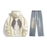 Комплект одежды (Абрикосовый топ + Винтажные синие джинсы)