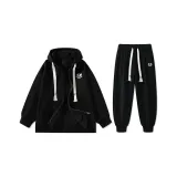 Флисовая подкладка, термический черный свитшот комплект