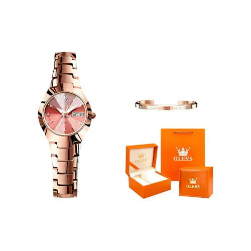 OLEVS Кварцевый механизм стальной ремешок из вольфрамовой стали женские часы черный циферблат