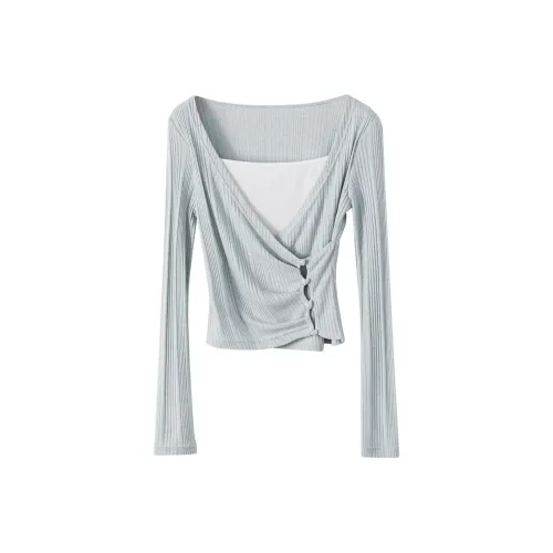 XIMENG Стандартная T-рубашка Женская Мятно-зеленая