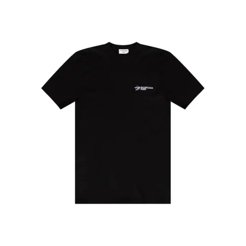 Balenciaga Передний и задний вышивка логотип короткий рукав футболка женская черная