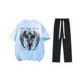 Комплект одежды (Светло-синий топ + Черные 2657 повседневные штаны)