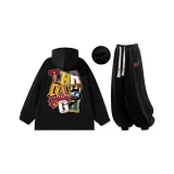 Флисовый свитшот с подкладкой, термический комплект - черный