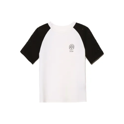 TCH Белый с Черным логотипом Женские футболки T