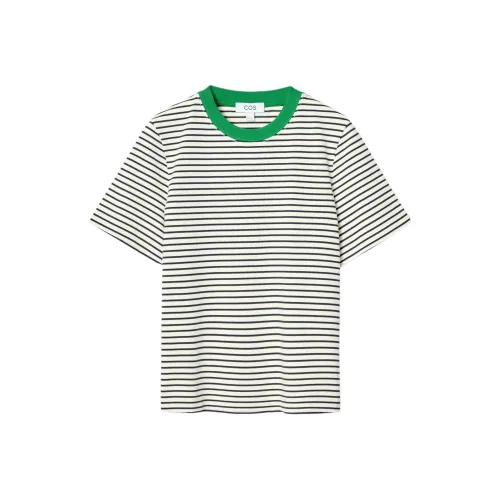 COS Обычный T-Рубашка Женская Черный Зеленый Полосы
