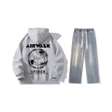 Set (Фотиния Серый Топ + Винтажные Синие Джинсы)