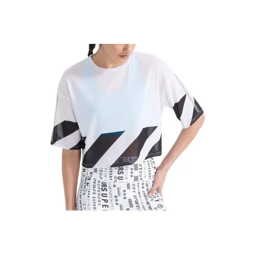 SUPERDRY Т-рубашка с оборванным плечом женская белая