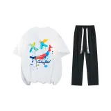 Комплект одежды (Белый топ + Черные повседневные штаны)