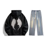 Комплект одежды (Черный топ + Винтажные синие джинсы)