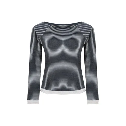 Omont T-Shirt Женская Серый Темно-синий с Бежевыми Полосами