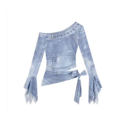 PLAY BUSH Синие Женские Футболки