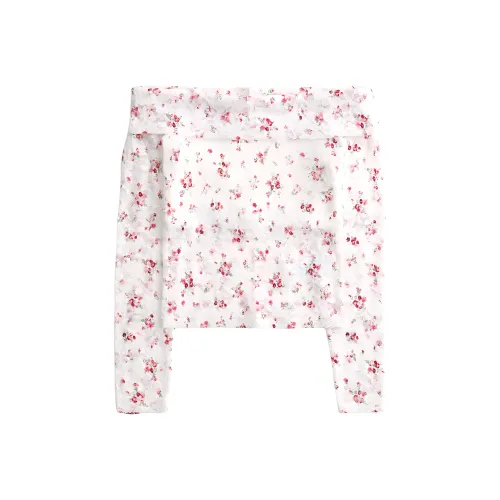 Hollister T-Shirt Женская Cloud White С принтом по всей поверхности