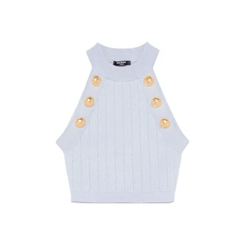 BALMAIN FW24 Майка Женская Светло-Синяя