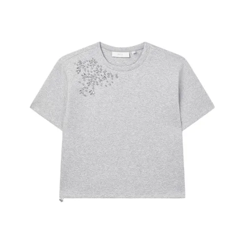 FILA MILANO Итальянская коллекция роскошных спортивных товаров Снег Flake Вересковый серый Женские рубашки T