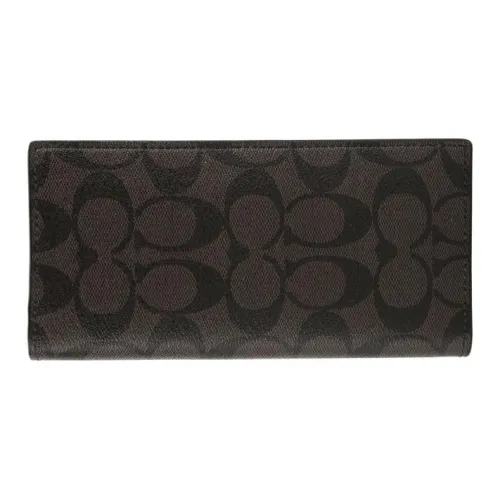 COACH Монограмма Холст и Кожа Кошелек Мужской Кошелек Темно-Кофейный