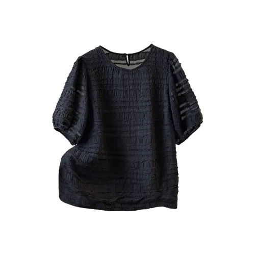 Cypress House Рукав буф T Рубашка Женская Черная