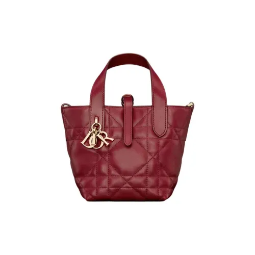 DIOR Toujours Телячья кожа Тоут Сумка Сумка для покупок Сумка на плечо Сумка Нано Женская Бургунди