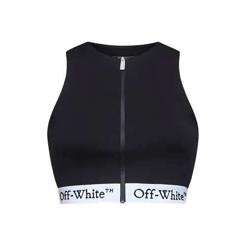 Off Белый Топ с вырезом Женские Черный