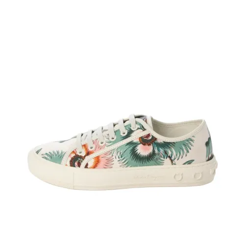 Ferragamo Salvatore Low Топ Скейтборд Кроссовки Женские Бежево-зеленый