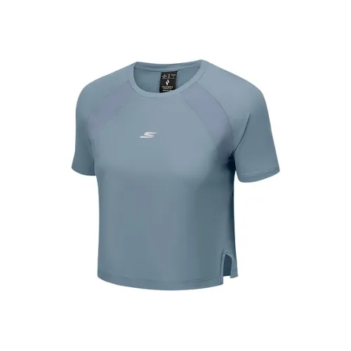 Skechers T-Shirt Женская Темно-Синий Серый 027C