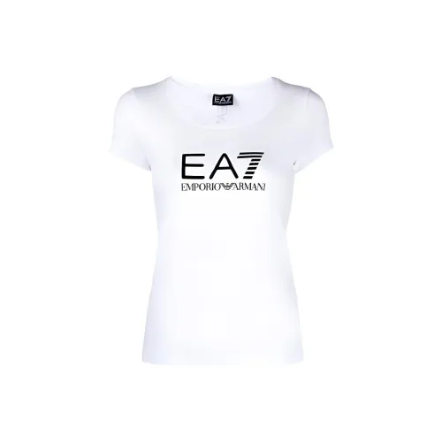 EMPORIO ARMANI EA7 T Рубашка Женская Белая Черный Логотип