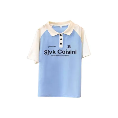 PLAY BUSH Реглан-рукав Т-рубашка Женская Светлый Абрикос и Синий