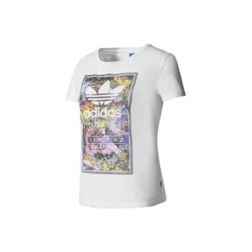 Adidas Originals Tongue Комплект с рукавом T-рубашка Женская Белая