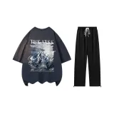 Набор (темно-синий топ+черные брюки)