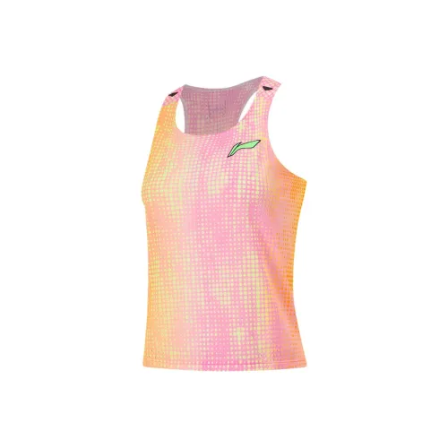 LINING RUNNING Collection Майка Женская Флуоресцентный Желтый Зеленый Неон Розовый Флуоресцентный Дыня Оранжевый Full Подкладочная ткань С принтом