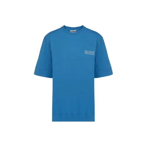 GANNI Т-рубашка с оборванным рукавом женская синяя