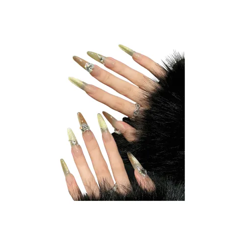 XIAMEIYU Закат пронизывает мягкую элегантность тип False Nail заостренный вспышка зеленый градиентный