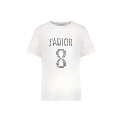 DIOR J'Adior 8 Letter Logo Принт Круглый вырез Короткий рукав Т-рубашка Женская Белая