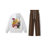 Белый свитшот + брюки цвета кофе D619