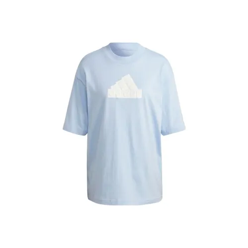 Adidas Originals Рукав с оборванным плечом T-рубашка Женская Синяя Японская версия